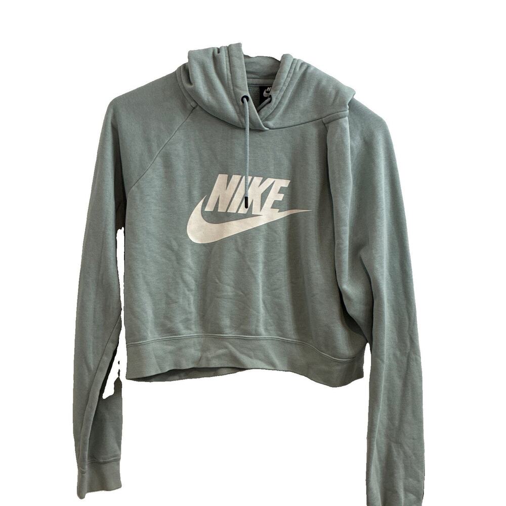 Nike Sportswear Club Fleece Cropped Hoodie Sage Mint Green Women's M